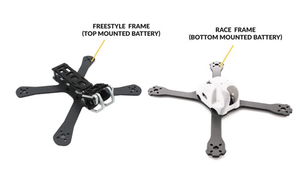 Different battery mounting options of FPV Drone Racing Frames